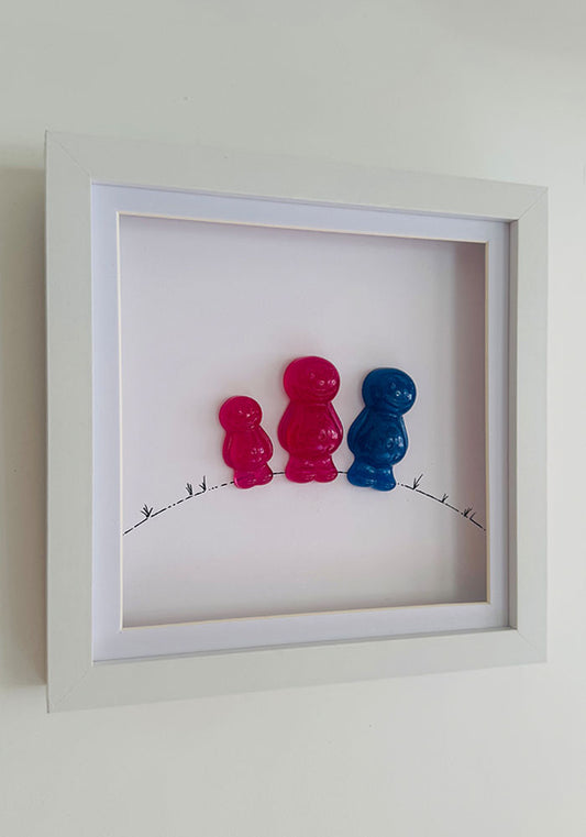 Little Steps: Handcrafted Resin Family Trio in Frame