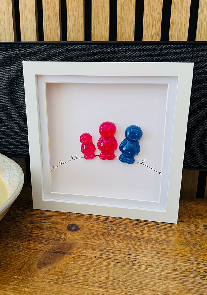 Little Steps: Handcrafted Resin Family Trio in Frame