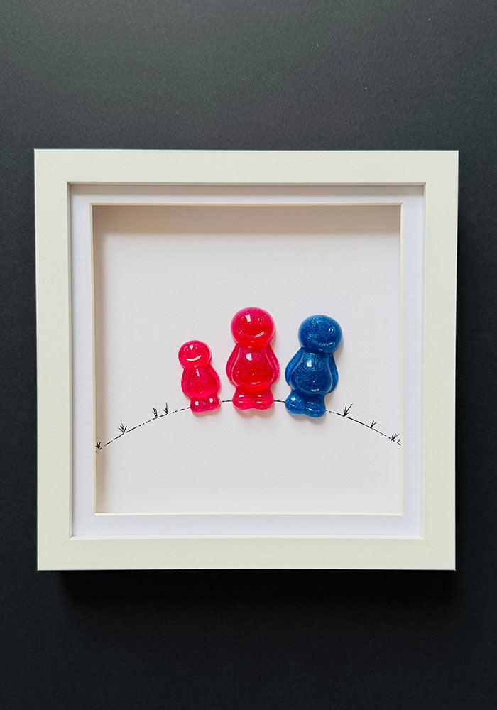 Little Steps: Handcrafted Resin Family Trio in Frame