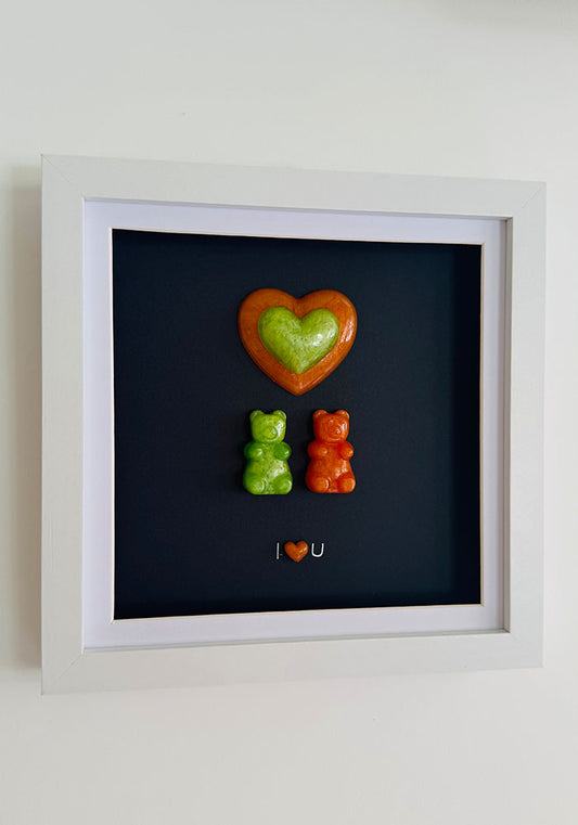 Tangerine & Lime: Framed Resin Bears with Citrus Heart