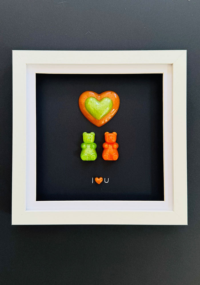 Tangerine & Lime: Framed Resin Bears with Citrus Heart