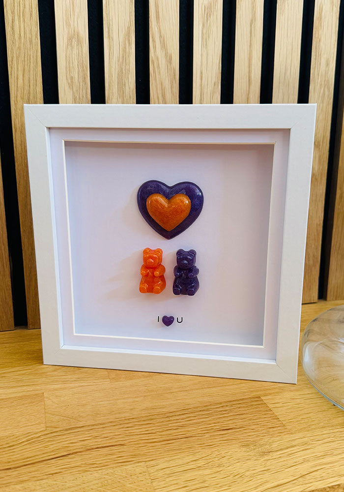 Perfect Pairing: Orange & Purple Resin Bear Frame