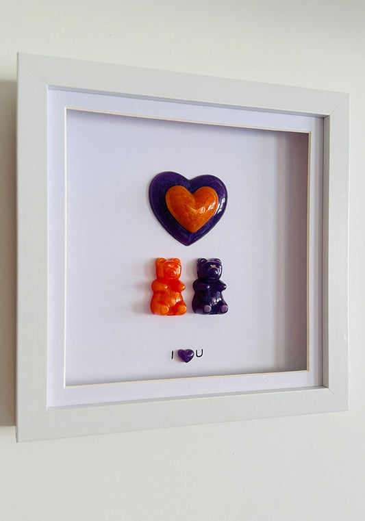 Perfect Pairing: Orange & Purple Resin Bear Frame