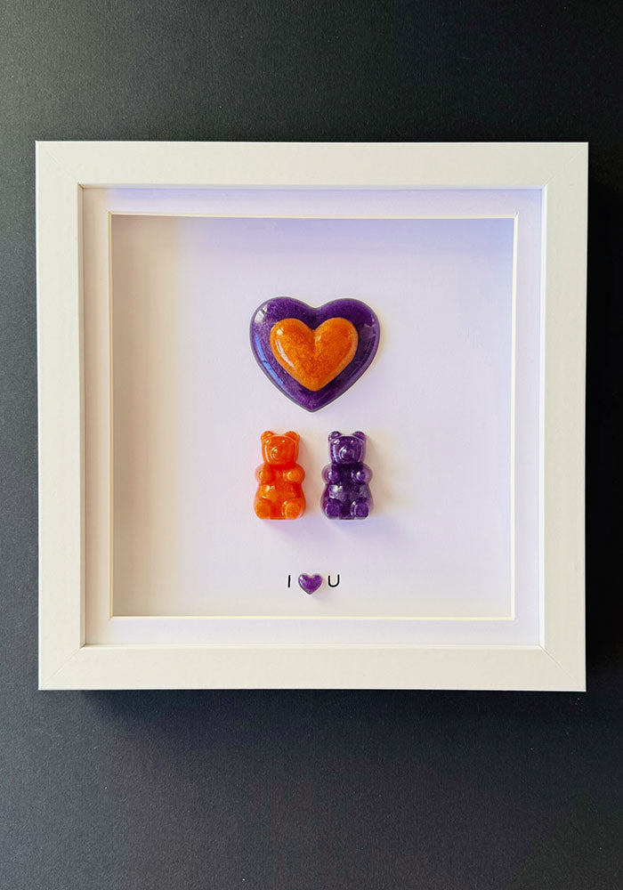 Perfect Pairing: Orange & Purple Resin Bear Frame