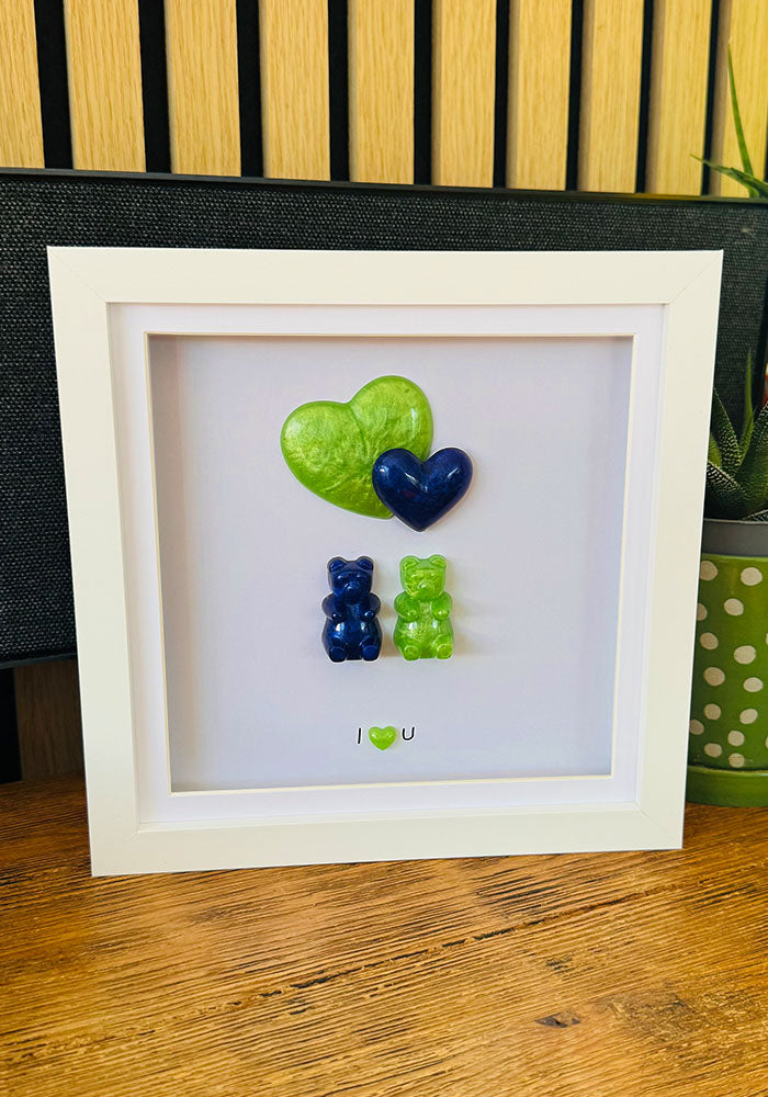 Forest & Sea: Resin Bear Pair with Layered Hearts