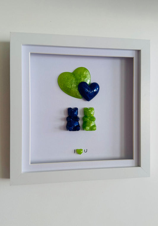 Forest & Sea: Resin Bear Pair with Layered Hearts