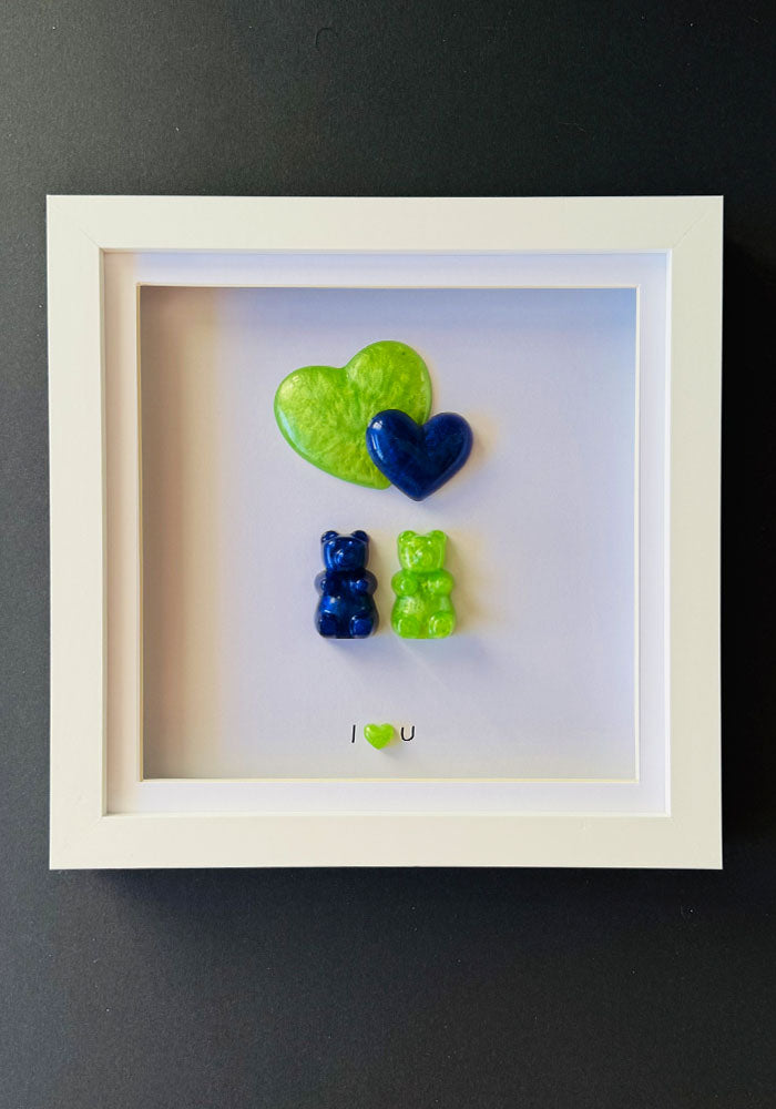 Forest & Sea: Resin Bear Pair with Layered Hearts