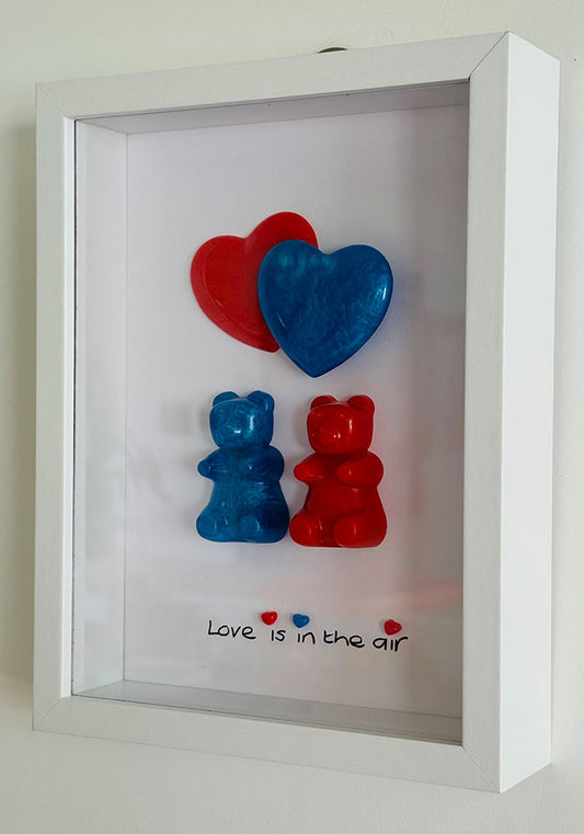 Love Is in the Air: Resin Gummy Bear Duo with Floating Hearts