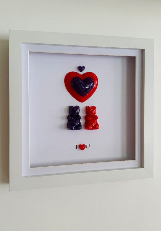 Love in Colour: Red & Violet Resin Bear Keepsake