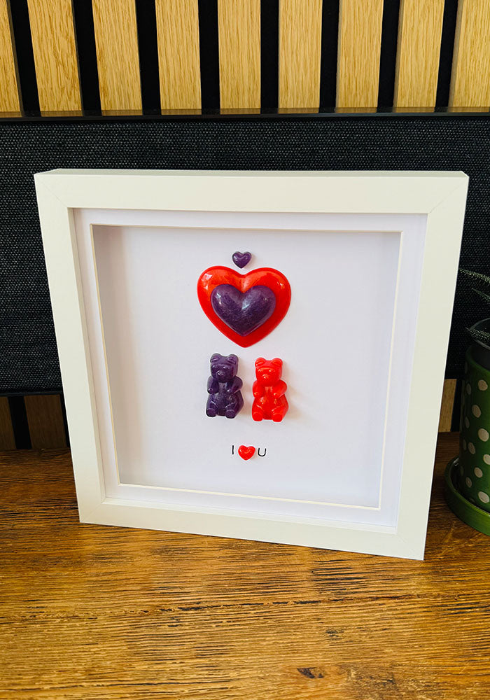 Love in Colour: Red & Violet Resin Bear Keepsake