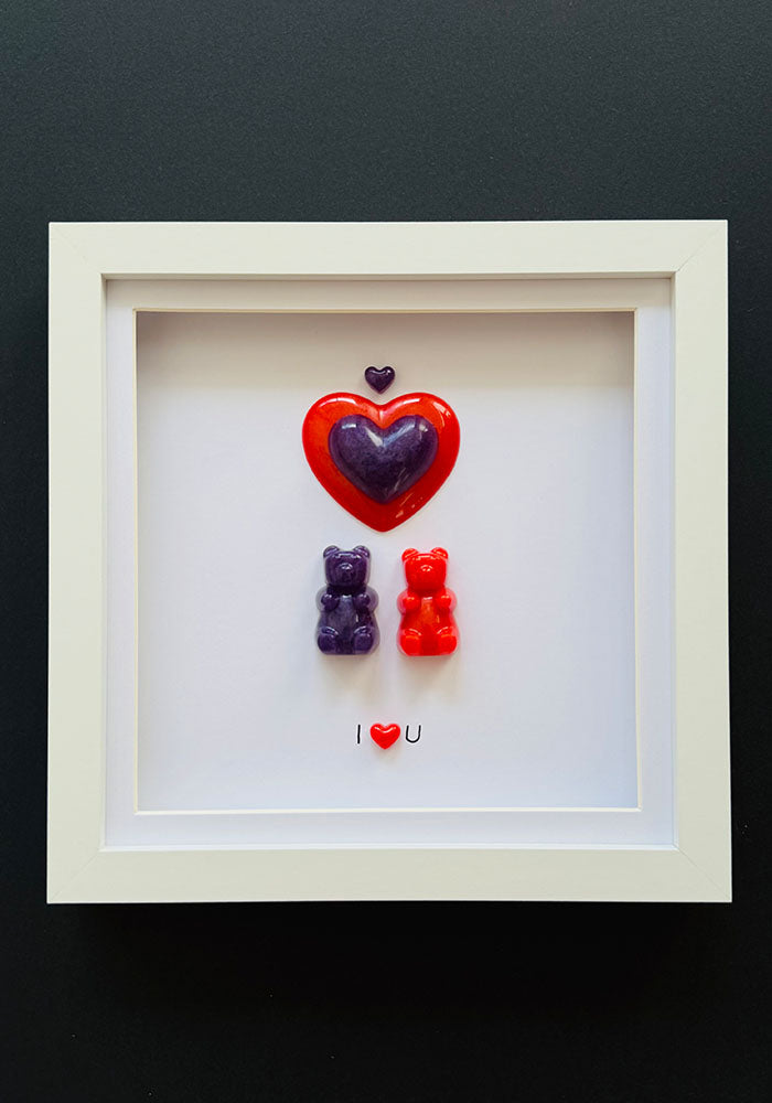 Love in Colour: Red & Violet Resin Bear Keepsake