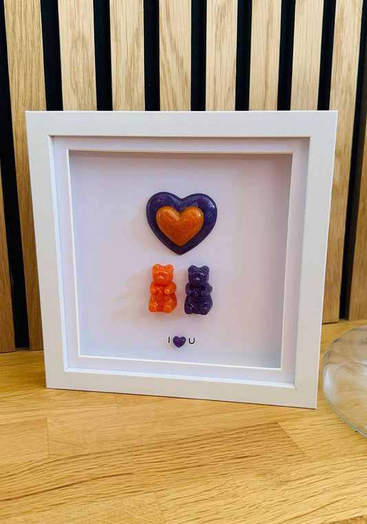 Perfect Pairing: Orange & Purple Resin Bear Frame