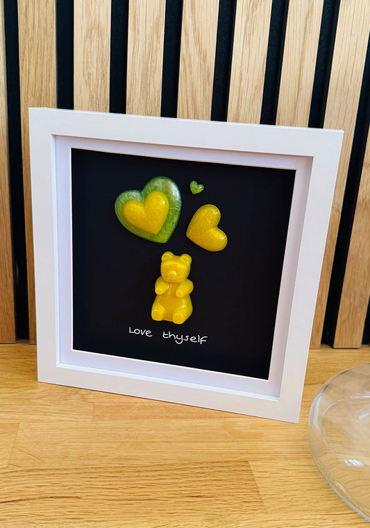Yellow & Lime Resin Bear Self-Love Art