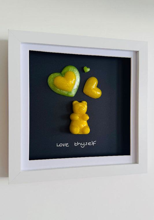 Yellow & Lime Resin Bear Self-Love Art